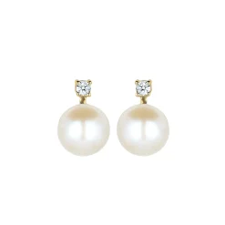 Elli "Ohrstecker | Süßwasserperle, Diamant ( , 0,06 ct )< Perlen|Ohrringe