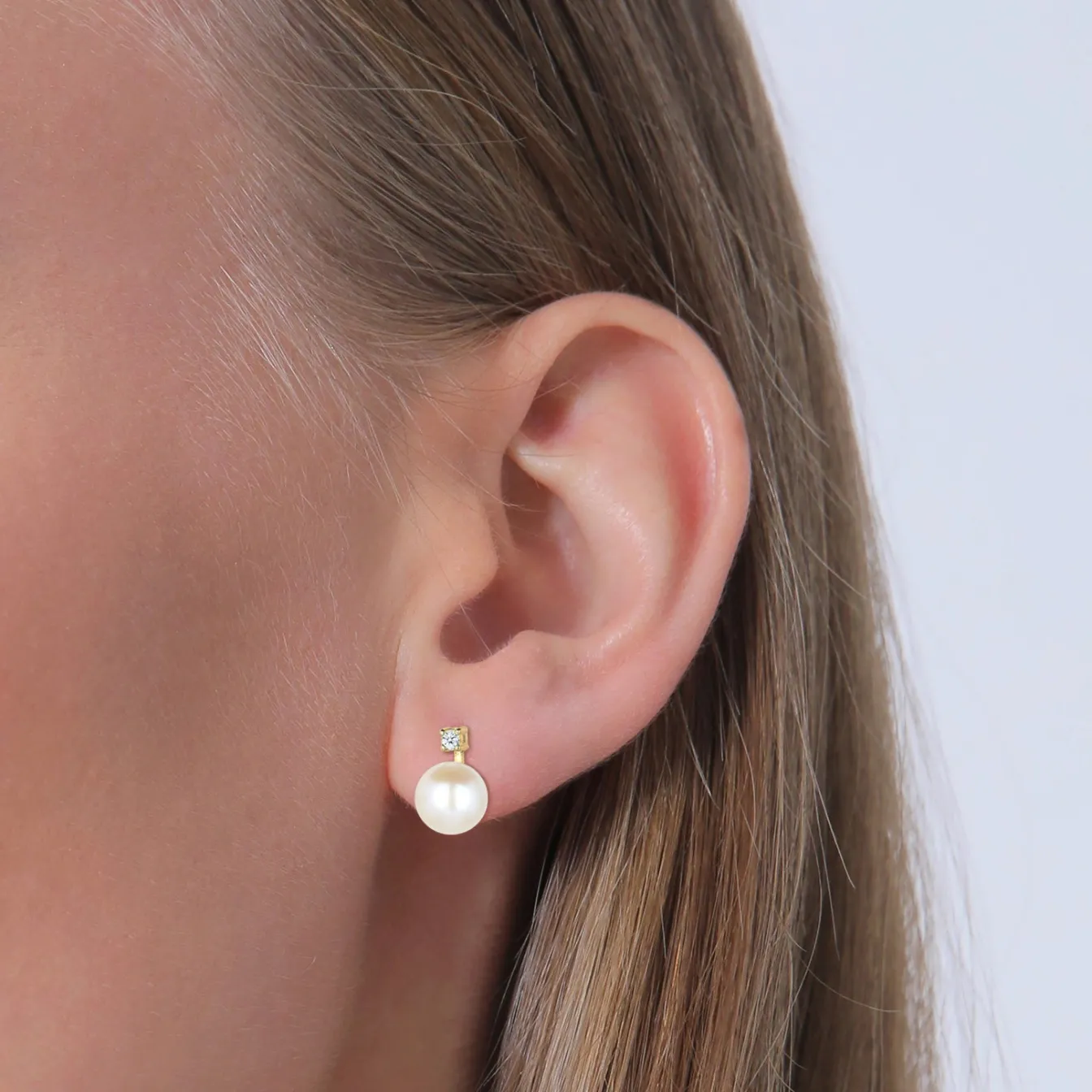 Elli "Ohrstecker | Süßwasserperle, Diamant ( , 0,06 ct )< Perlen|Ohrringe