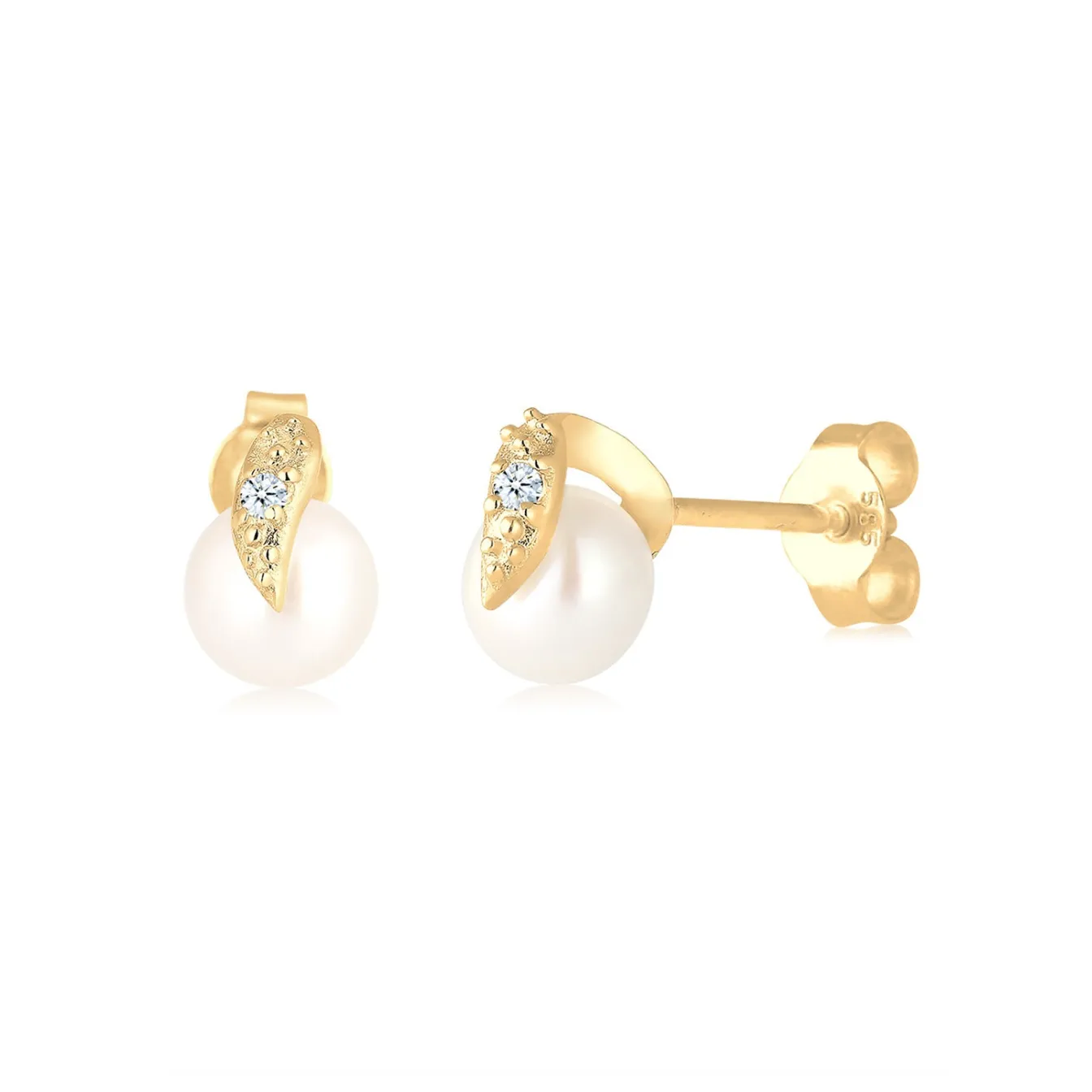 Elli "Ohrstecker | Süßwasserperle, Diamant ( , 0,03 ct )< Perlen|Ohrringe
