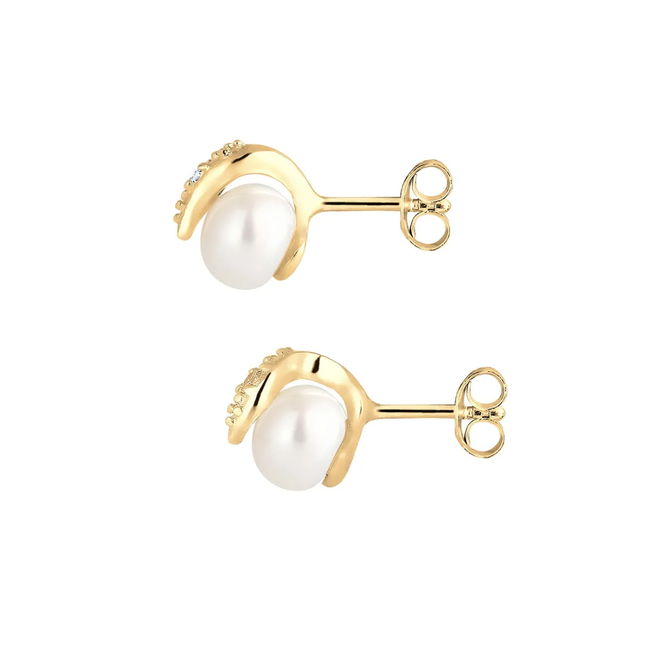 Elli "Ohrstecker | Süßwasserperle, Diamant ( , 0,03 ct )< Perlen|Ohrringe