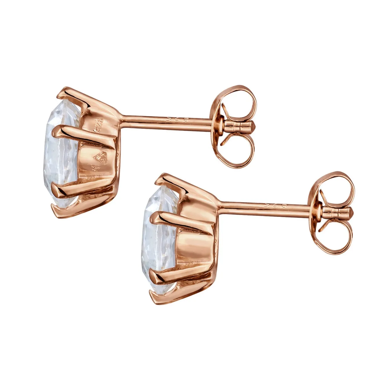 Elli "Ohrstecker Basic | Glas Kristalle (Weiß)< Roségold|Ohrringe