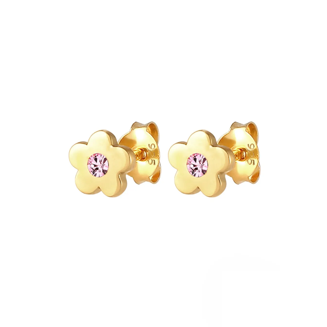 Elli "Ohrstecker Blume | Kristall (Rosa)<Kinder Symbol-schmuck|Kinderschmuck