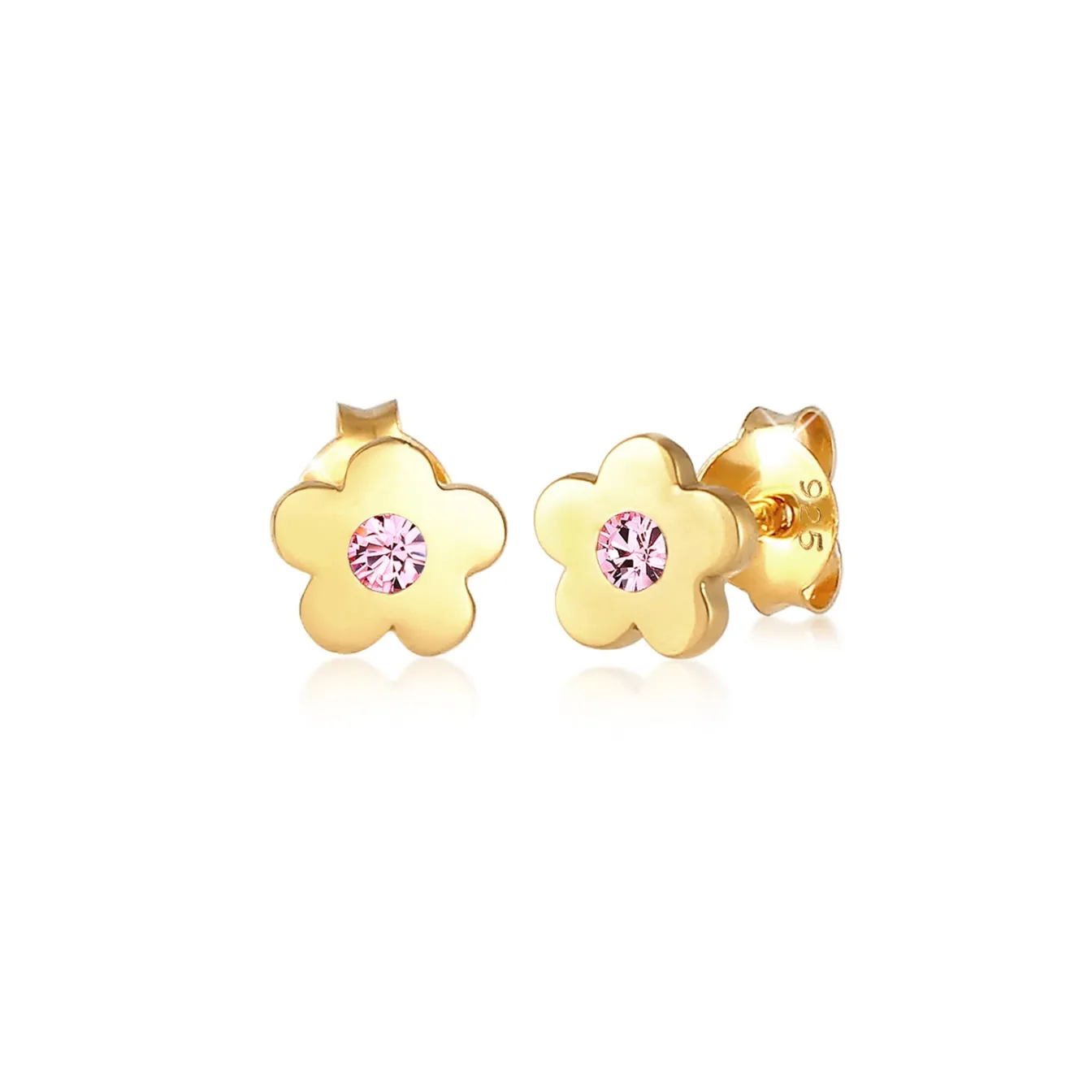 Elli "Ohrstecker Blume | Kristall (Rosa)<Kinder Symbol-schmuck|Kinderschmuck