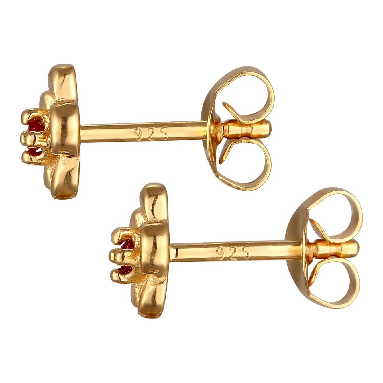 Elli "Ohrstecker Blume | Synthetischer Rubin< Vergoldet|Symbol-schmuck