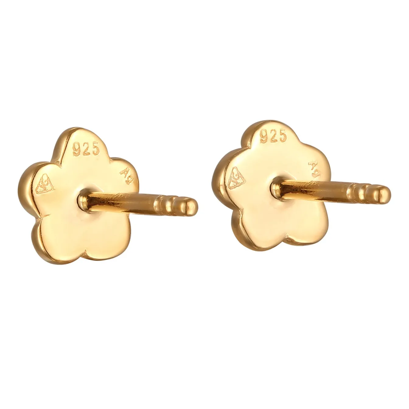 Elli "Ohrstecker Blume | Synthetischer Rubin< Vergoldet|Symbol-schmuck