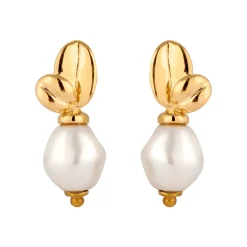 Elli "Ohrstecker Blume | Synthetische Perle (Weiß)< Vergoldet|Symbol-schmuck