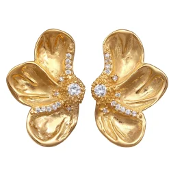 Elli "Ohrstecker Blume | Zirkonia (Weiß)< Vergoldet|Symbol-schmuck