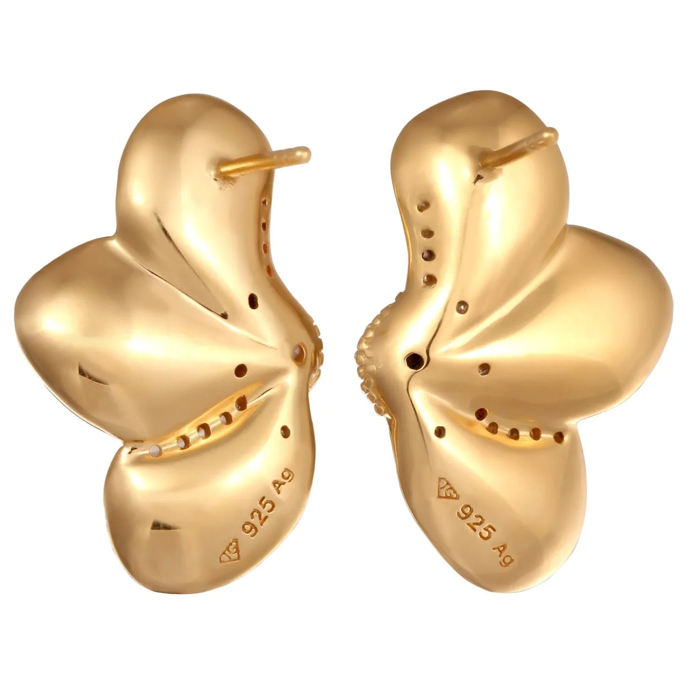 Elli "Ohrstecker Blume | Zirkonia (Weiß)< Vergoldet|Symbol-schmuck
