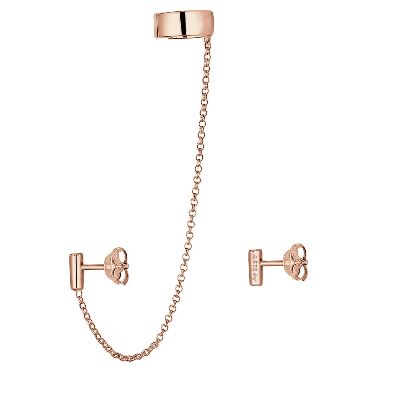 Elli "Ohrstecker Ear Chain< Roségold|Ohrringe