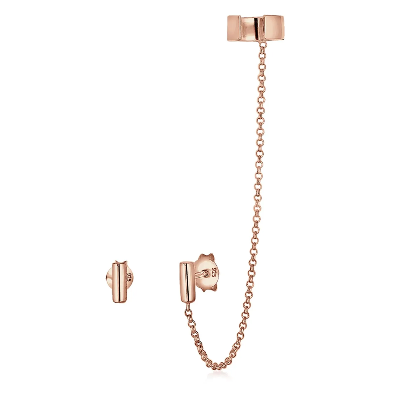 Elli "Ohrstecker Ear Chain< Roségold|Ohrringe
