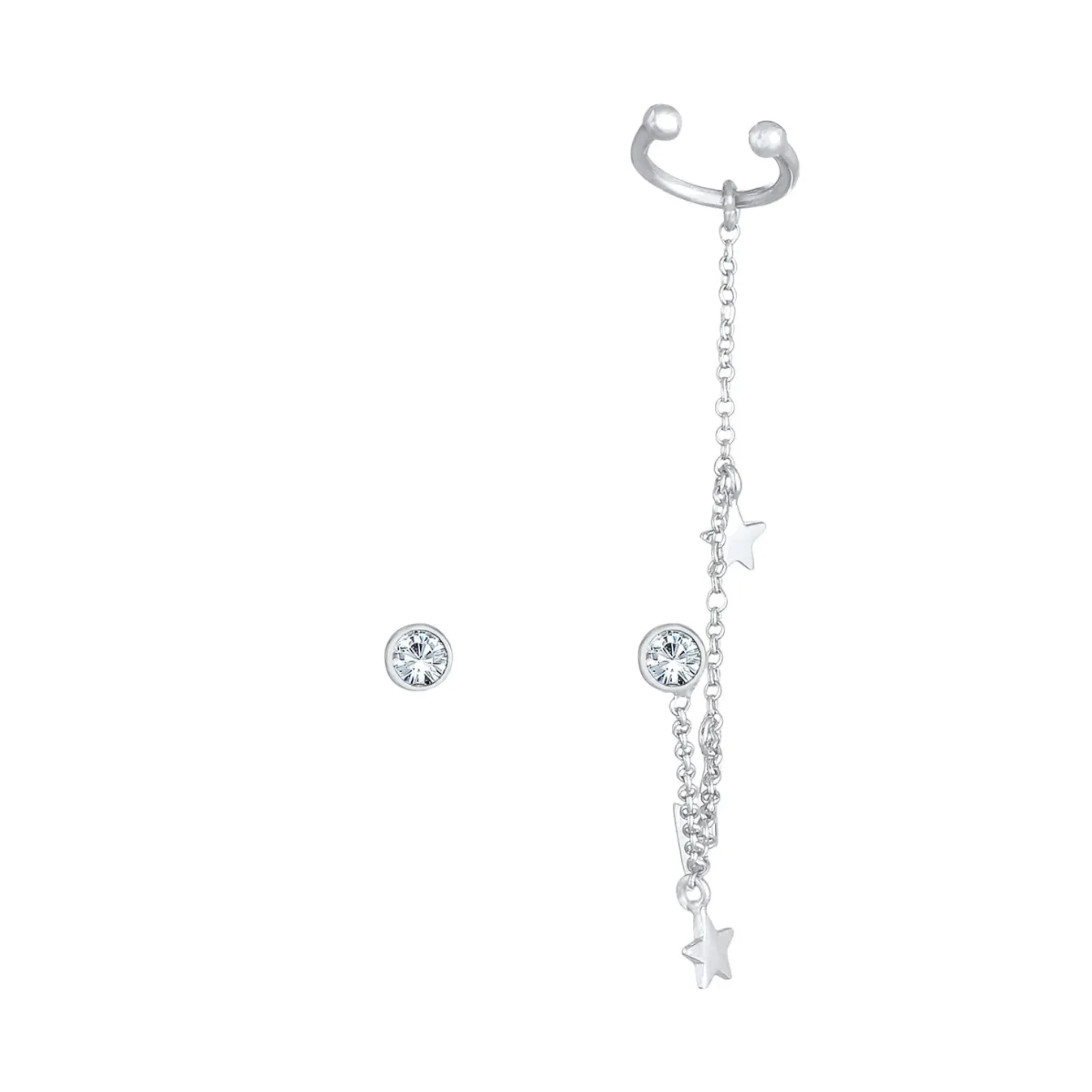 Elli "Ohrstecker Ear Chain | Kristall (Weiß)< Ohrringe|Silber