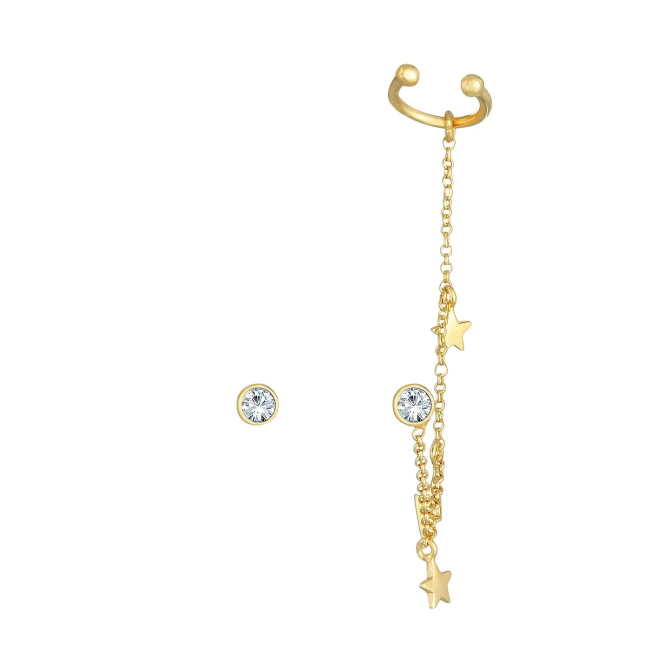 Elli "Ohrstecker Ear Chain | Kristall (Weiß)< Ohrringe|Silber