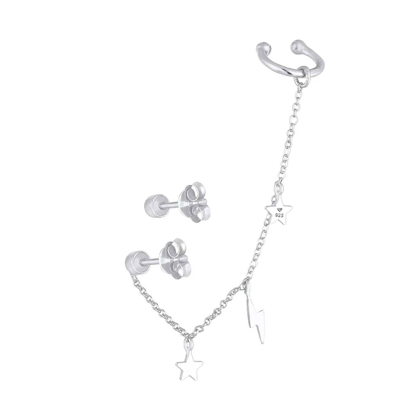 Elli "Ohrstecker Ear Chain | Kristall (Weiß)< Ohrringe|Silber