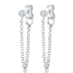 Elli "Ohrstecker Ear Chain | Kristall (Weiß)< Roségold|Vergoldet