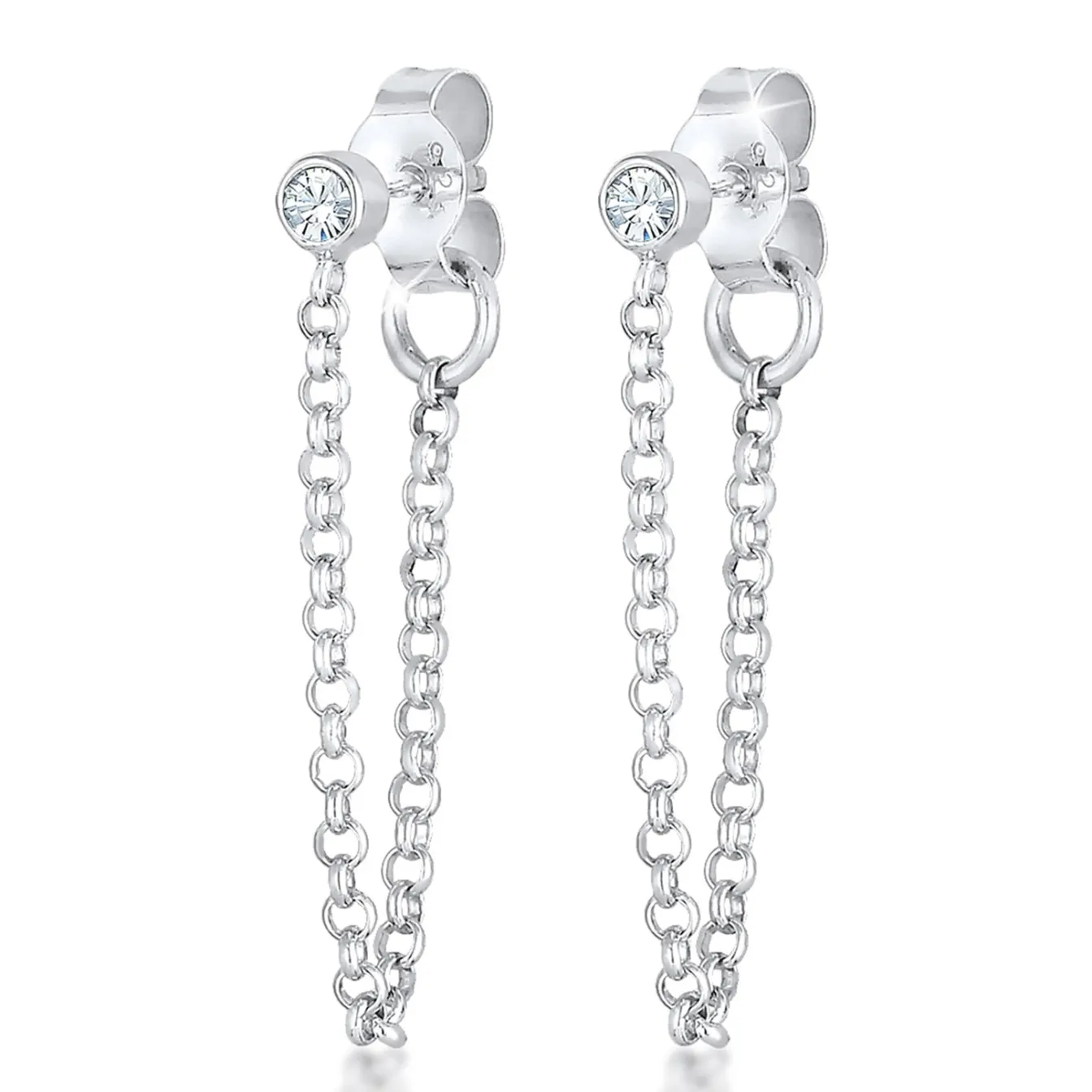 Elli "Ohrstecker Ear Chain | Kristall (Weiß)< Roségold|Vergoldet