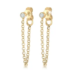 Elli "Ohrstecker Ear Chain | Kristall (Weiß)< Roségold|Vergoldet