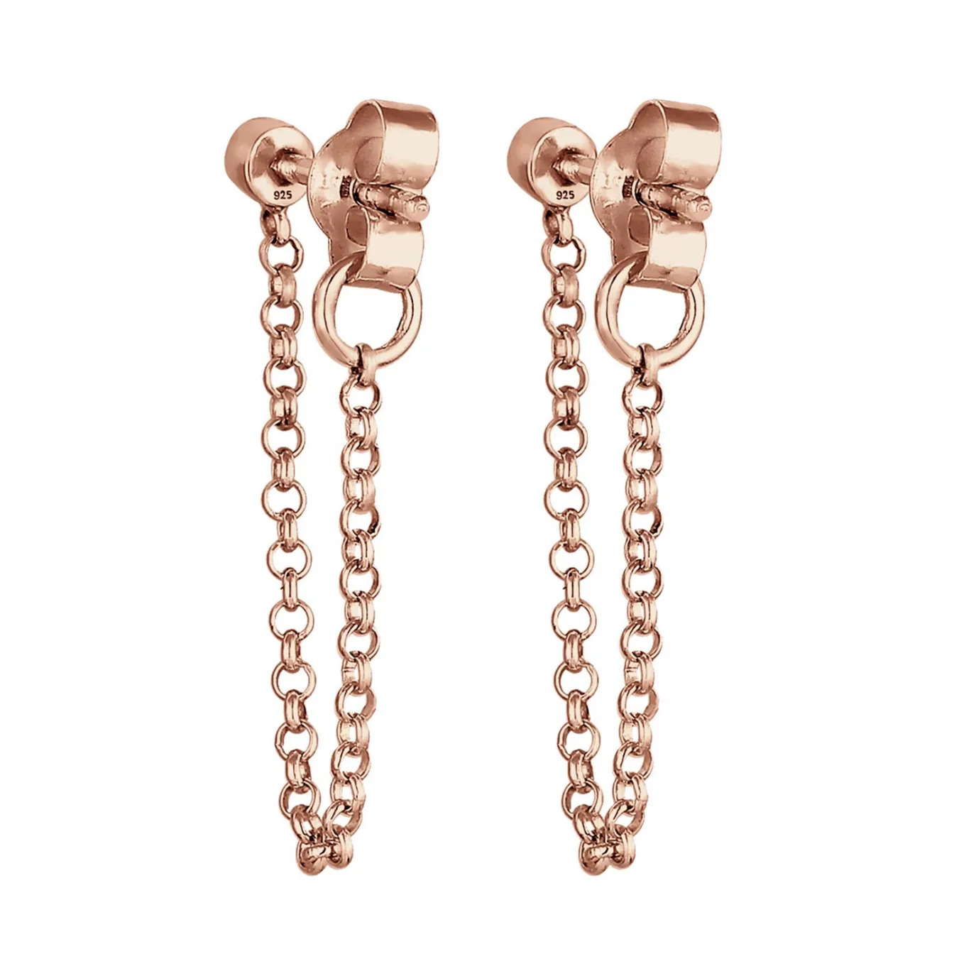 Elli "Ohrstecker Ear Chain | Kristall (Weiß)< Roségold|Vergoldet