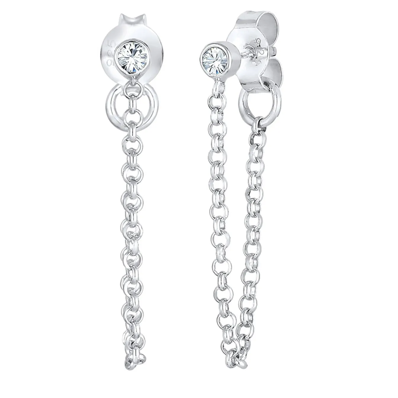 Elli "Ohrstecker Ear Chain | Kristall (Weiß)< Roségold|Vergoldet