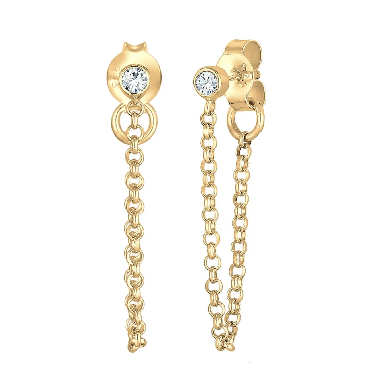 Elli "Ohrstecker Ear Chain | Kristall (Weiß)< Roségold|Vergoldet