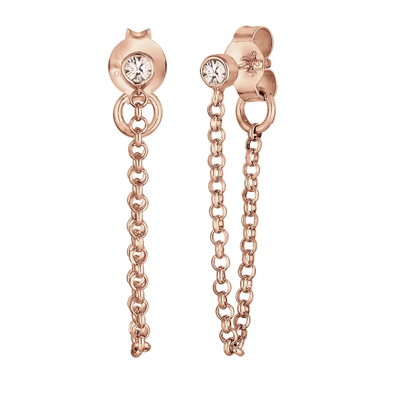 Elli "Ohrstecker Ear Chain | Kristall (Weiß)< Roségold|Vergoldet