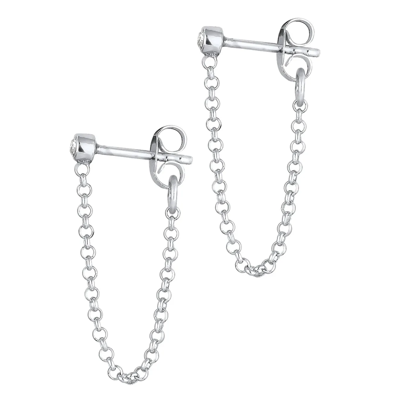 Elli "Ohrstecker Ear Chain | Kristall (Weiß)< Roségold|Vergoldet