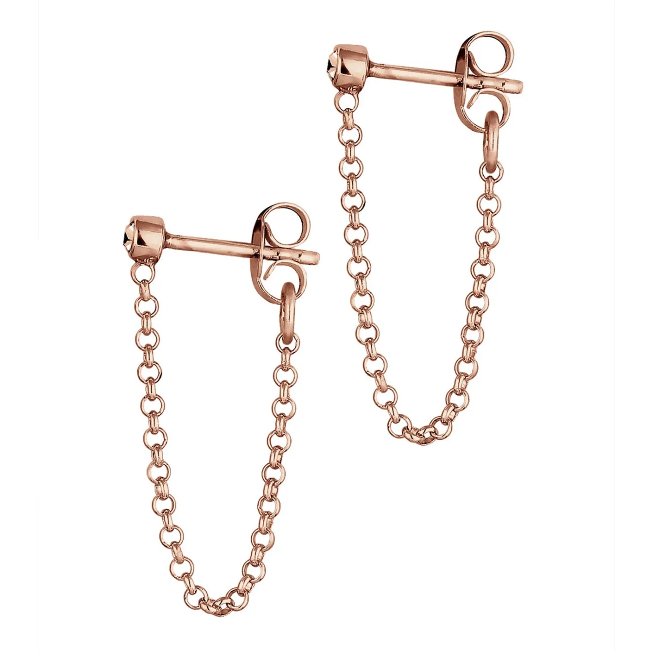 Elli "Ohrstecker Ear Chain | Kristall (Weiß)< Roségold|Vergoldet
