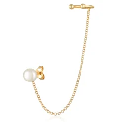 Elli "Ohrstecker Ear Chain | Süßwasserperle< Perlen|Ohrringe