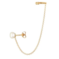 Elli "Ohrstecker Ear Chain | Süßwasserperle< Perlen|Ohrringe