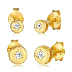 Elli "Ohrstecker 2er Set | Diamant (Weiß, 0.09 ct)< Ohrringe|Vergoldet