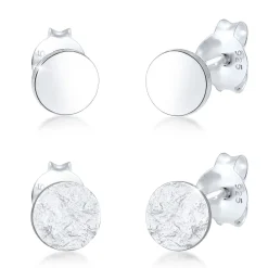 Elli "Ohrstecker 2er Set Matt & Glänzend< Ohrringe|Silber