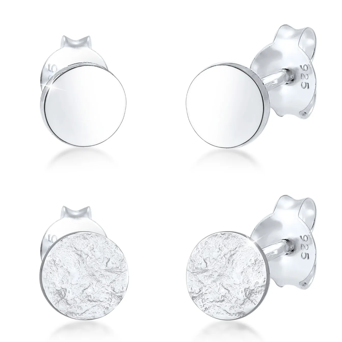 Elli "Ohrstecker 2er Set Matt & Glänzend< Ohrringe|Silber