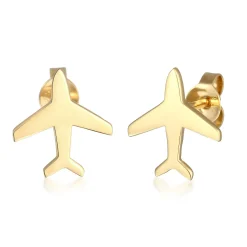 Elli "Ohrstecker Flugzeug< Vergoldet|Symbol-schmuck