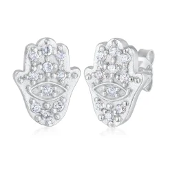 Elli "Ohrstecker Hamsa Hand | Zirkonia (Weiß)< Symbol-schmuck|Letzte Chance
