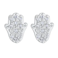 Elli "Ohrstecker Hamsa Hand | Zirkonia (Weiß)< Symbol-schmuck|Letzte Chance