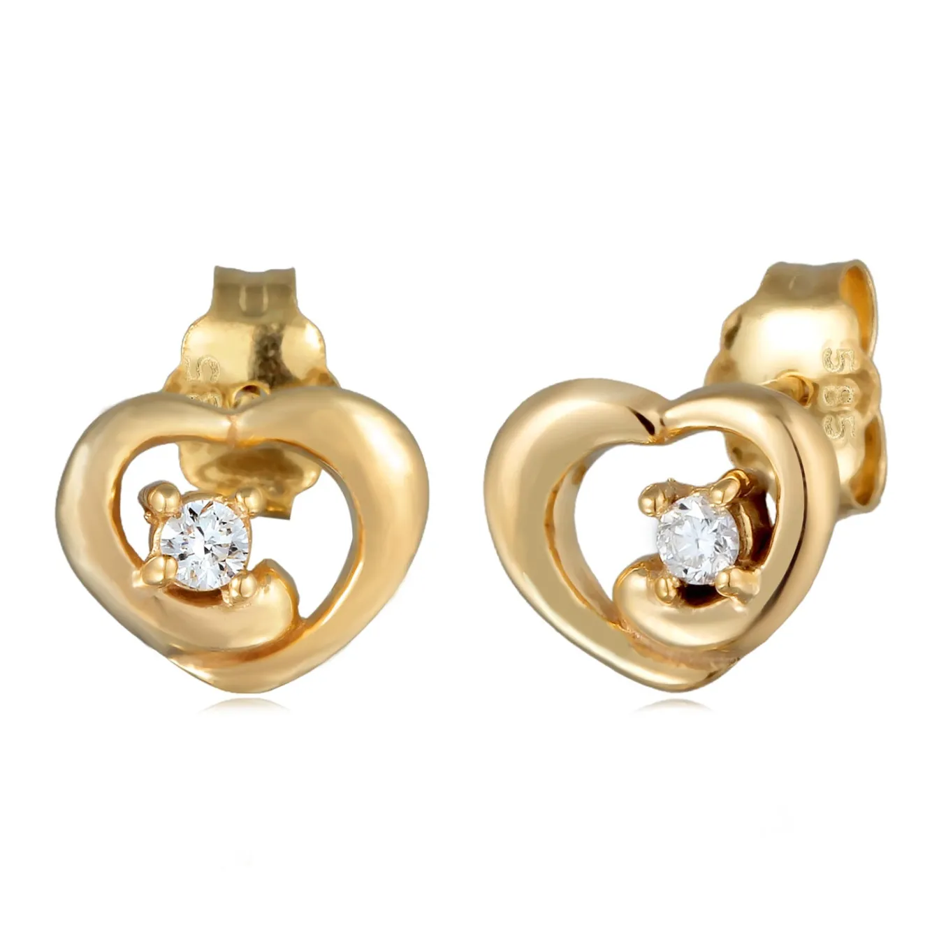 Elli "Ohrstecker Herz | Diamant (Weiß, 0.012 ct)< Symbol-schmuck|Herz-schmuck