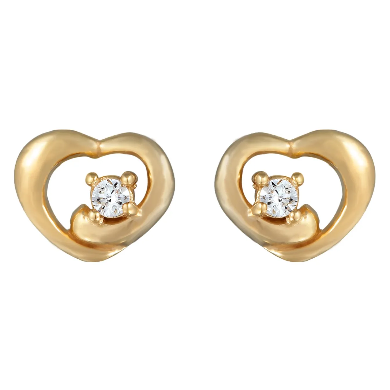 Elli "Ohrstecker Herz | Diamant (Weiß, 0.012 ct)< Symbol-schmuck|Herz-schmuck