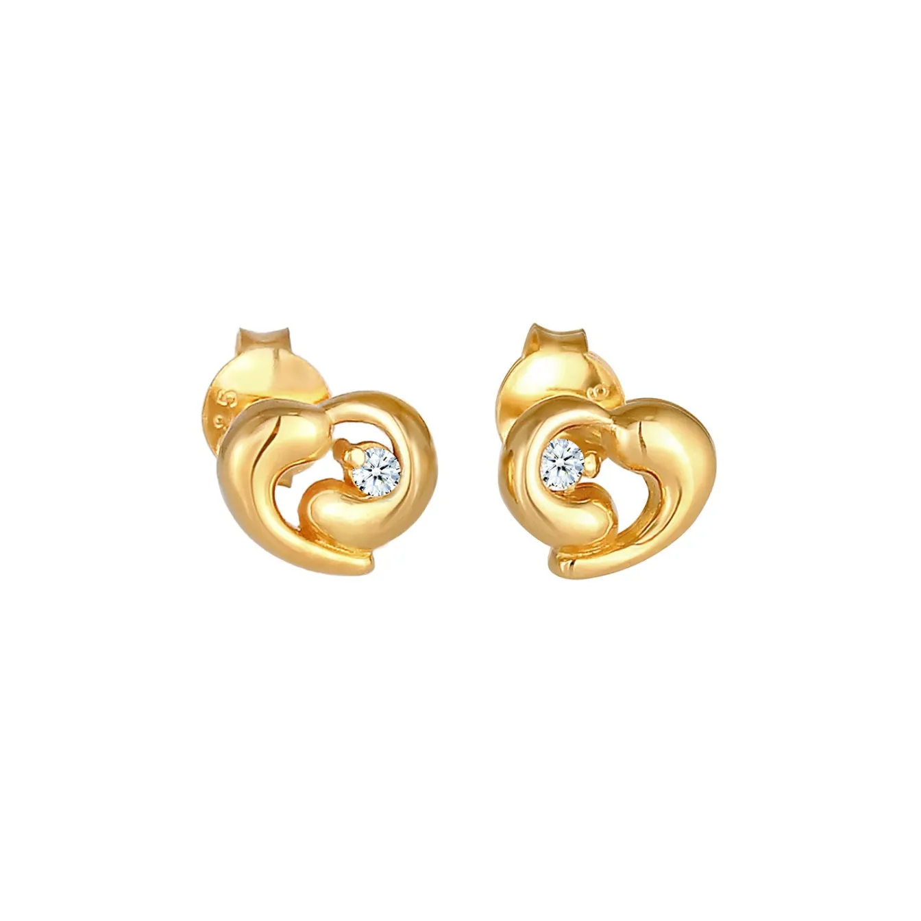 Elli "Ohrstecker Herz | Diamant ( Weiß, 0,03 ct )< Symbol-schmuck|Herz-schmuck