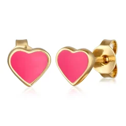 Elli "Ohrstecker Herz | Emaille (Rosa)<Kinder Symbol-schmuck|Herz-schmuck