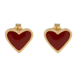 Elli "Ohrstecker Herz | Emaille (Rot)< Vergoldet|Symbol-schmuck