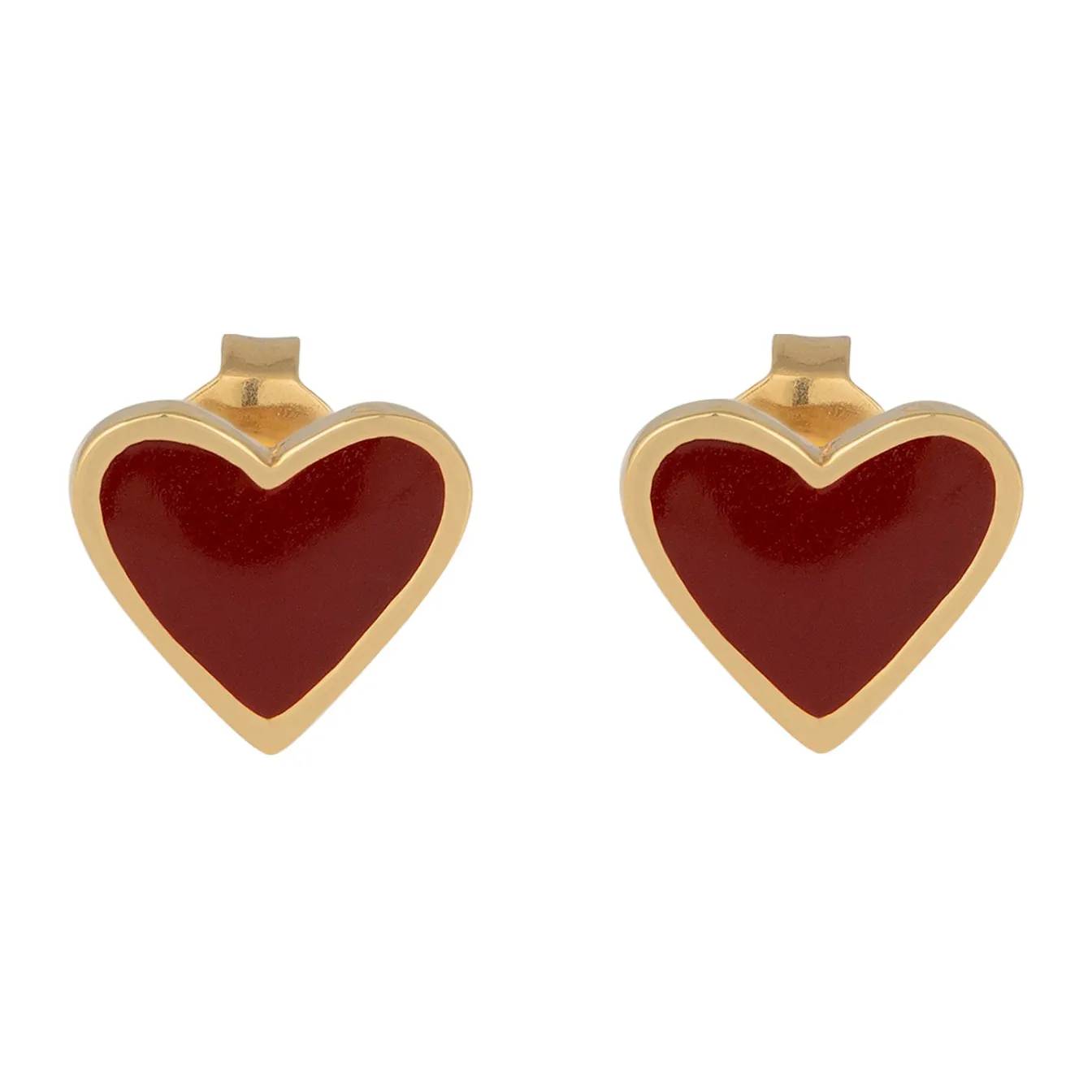 Elli "Ohrstecker Herz | Emaille (Rot)< Vergoldet|Symbol-schmuck