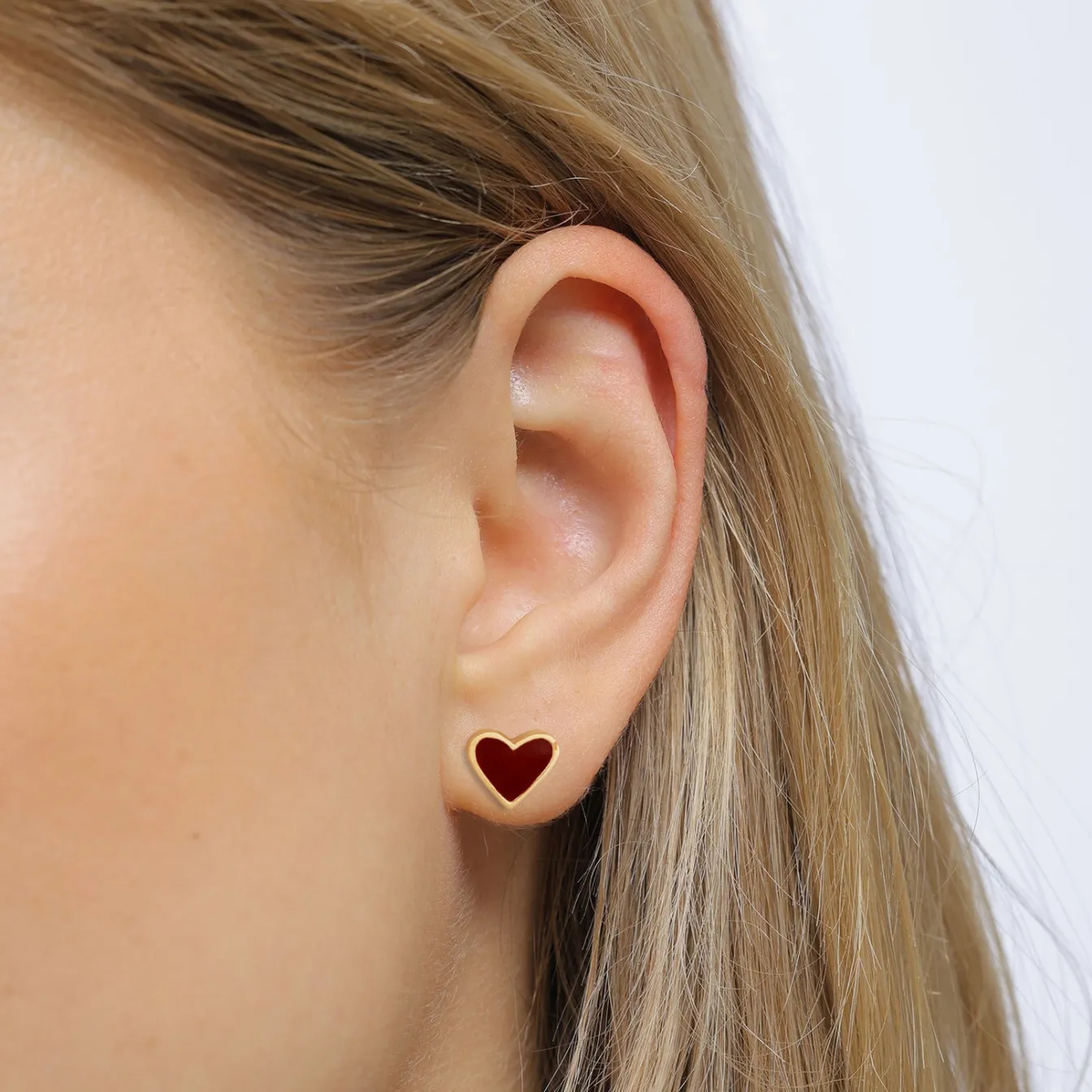 Elli "Ohrstecker Herz | Emaille (Rot)< Vergoldet|Symbol-schmuck