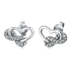 Elli "Ohrstecker Herz | Glas Kristalle (Weiß)< Vergoldet|Symbol-schmuck