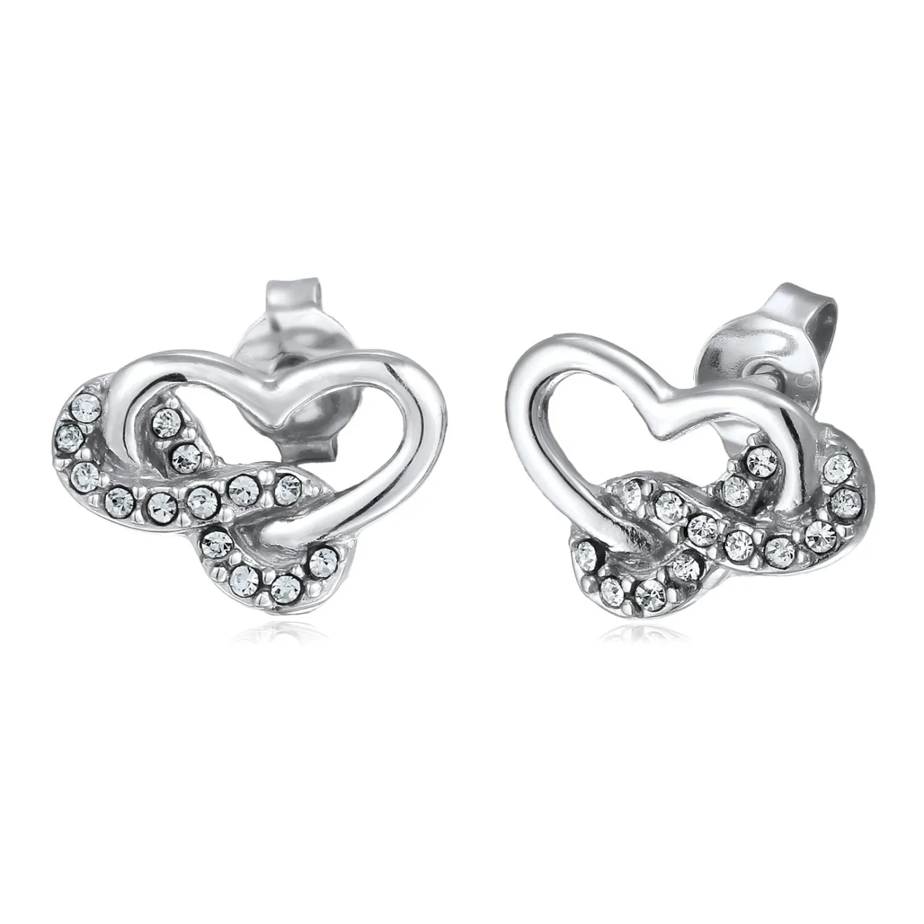 Elli "Ohrstecker Herz | Glas Kristalle (Weiß)< Vergoldet|Symbol-schmuck