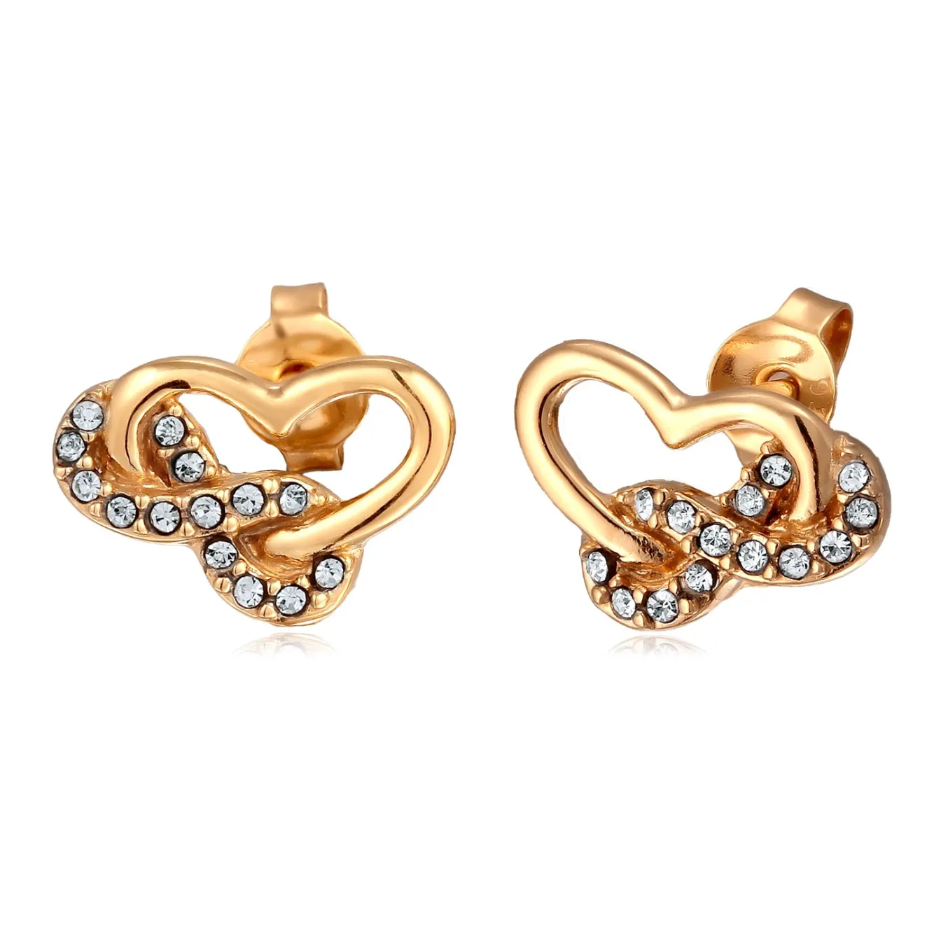 Elli "Ohrstecker Herz | Glas Kristalle (Weiß)< Vergoldet|Symbol-schmuck