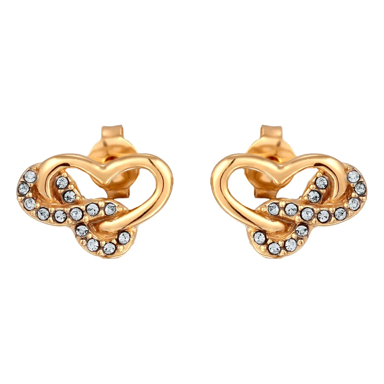 Elli "Ohrstecker Herz | Glas Kristalle (Weiß)< Vergoldet|Symbol-schmuck