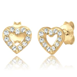 Elli "Ohrstecker Herz | Glas Kristalle (Weiß)< Vergoldet|Symbol-schmuck