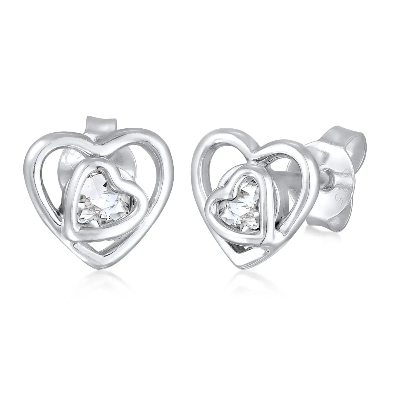 Elli "Ohrstecker Herz | Kristall (Weiß)< Symbol-schmuck|Herz-schmuck