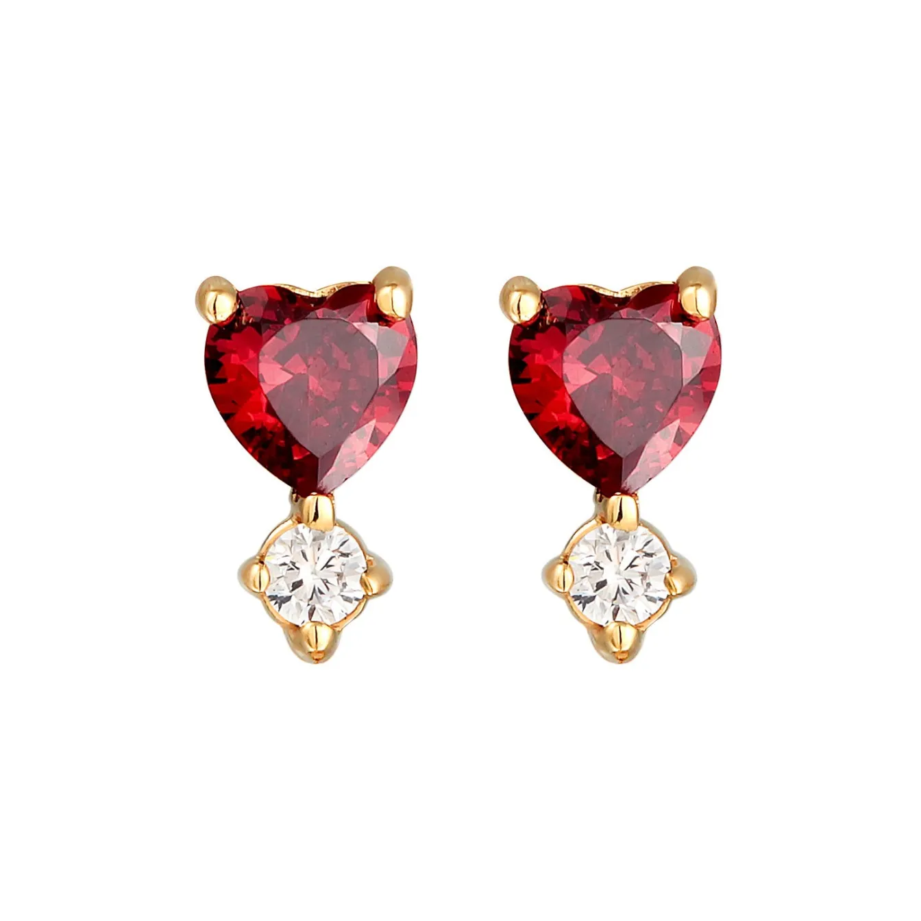 Elli "Ohrstecker Herz | Zirkonia (Rot)< Symbol-schmuck|Herz-schmuck
