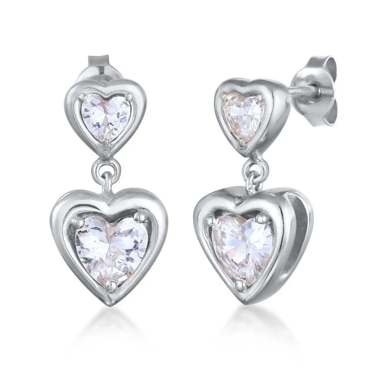 Elli "Ohrstecker Herz | Zirkonia (Weiß)< Symbol-schmuck|Herz-schmuck
