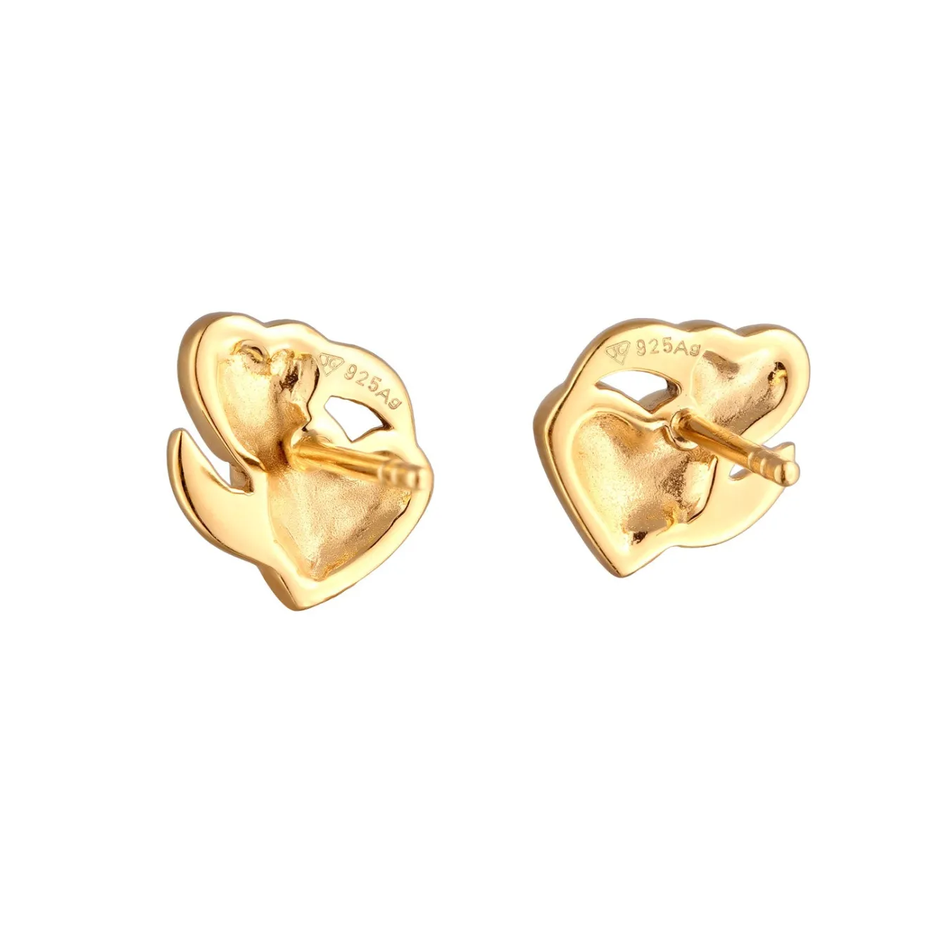 Elli "Ohrstecker Herzen Emoji | Emaille (Pink)< Vergoldet|Symbol-schmuck